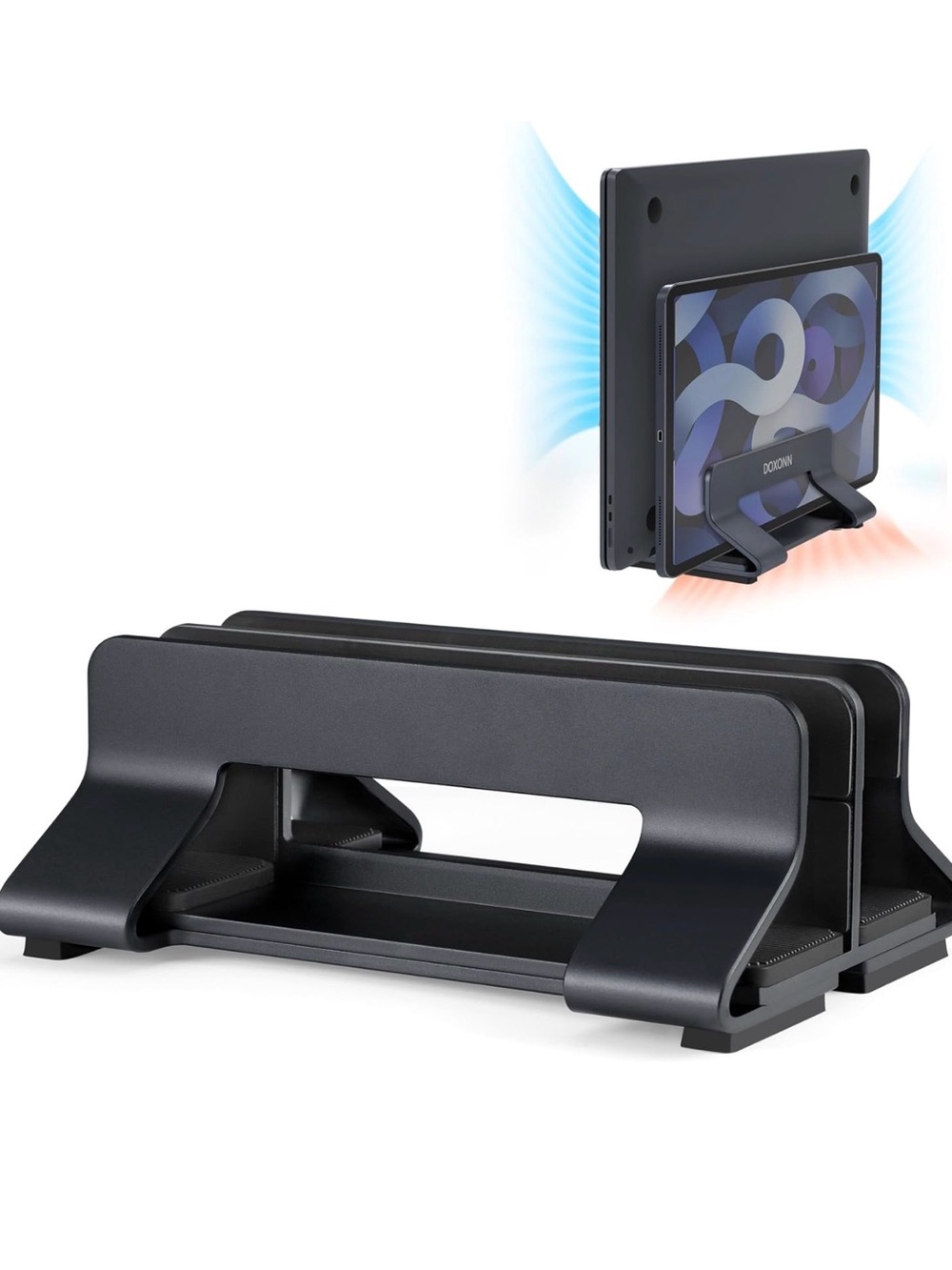 Aluminum Dual Vertical Laptop Stand Dock Holder, Supports 2 Devices